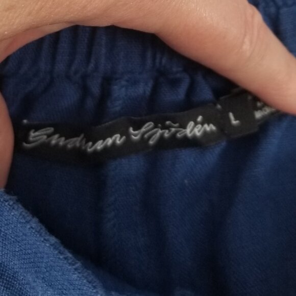 Gudrun Sjoden Linen Wide-leg Pants -L- Blue - Scandi, Lagenlook, - Picture 4 of 6